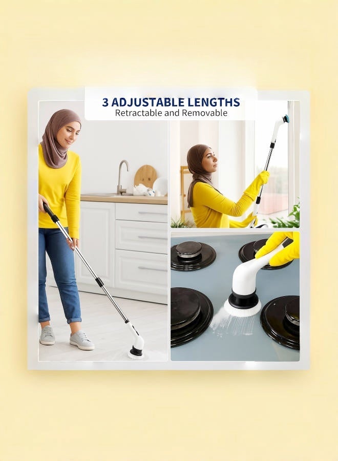 Electric Spin Scrubber, Cordless Shower Scrubber with 9 Scrub Brush, 2 Speed with Adjustable Extension Handle, Battery Level Display, Power Scrubber for Bathroom Kitchen Bathtub Tile Floor, Black  - Image 3