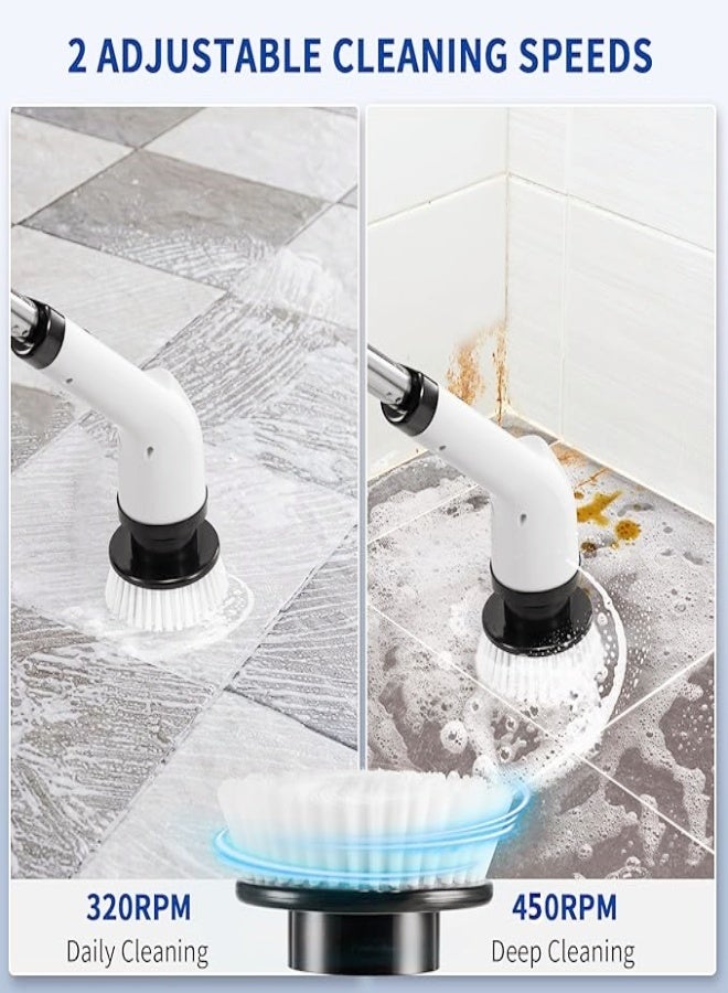 Electric Spin Scrubber, Cordless Shower Scrubber with 9 Scrub Brush, 2 Speed with Adjustable Extension Handle, Battery Level Display, Power Scrubber for Bathroom Kitchen Bathtub Tile Floor, Black  - Image 2