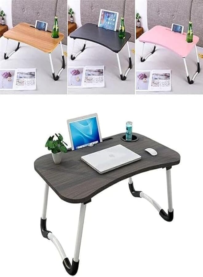 CATKIT Lap Desk with Storage Drawer, Cup & Tablet Holders, Laptop Bed Table with Foldable Legs, Laptop Bed Stand, Portable Standing Table for Couch Bed Floor (23.6", Walnut) - by CatKit Store