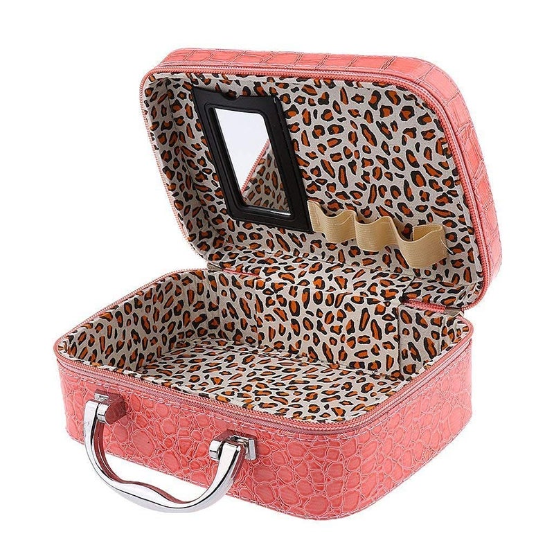 Jeruki Cosmetic Storage Box Makeup Lipstick Storage Box Jewelry Box Toiletry Box Organizer with Magnifying Compact Makeup Mirror - Image 2