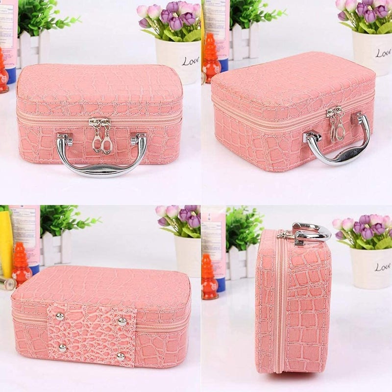 Jeruki Cosmetic Storage Box Makeup Lipstick Storage Box Jewelry Box Toiletry Box Organizer with Magnifying Compact Makeup Mirror - Image 5