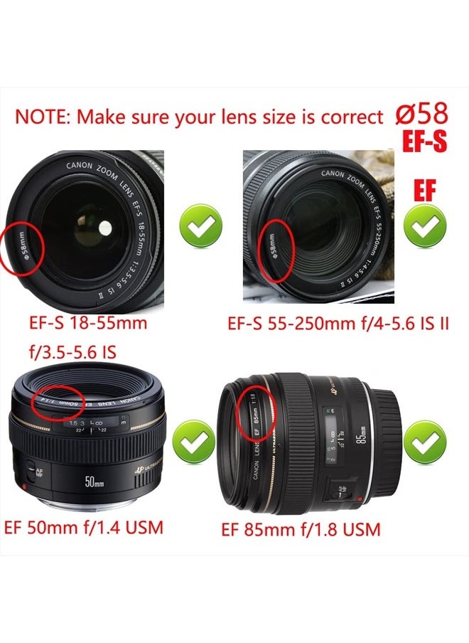 WH1916 - T7 Lens Cap [58mm] for Canon Rebel T8i T7 4000D w/ EF-S 18-55mm Lens, Compatible for Fujifilm X-S10 w/ XF18-55mm Lens [2-Pack] - Image 1