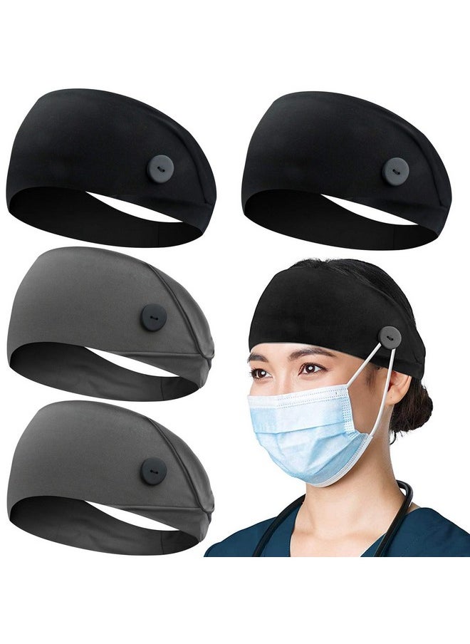 ABAMERICA Headbands With Button For Mask, Wide Nurses Headbands Non Slip Elastic Ear Protection For Women Men Doctors Sweatband Head Wrap  - Image 1