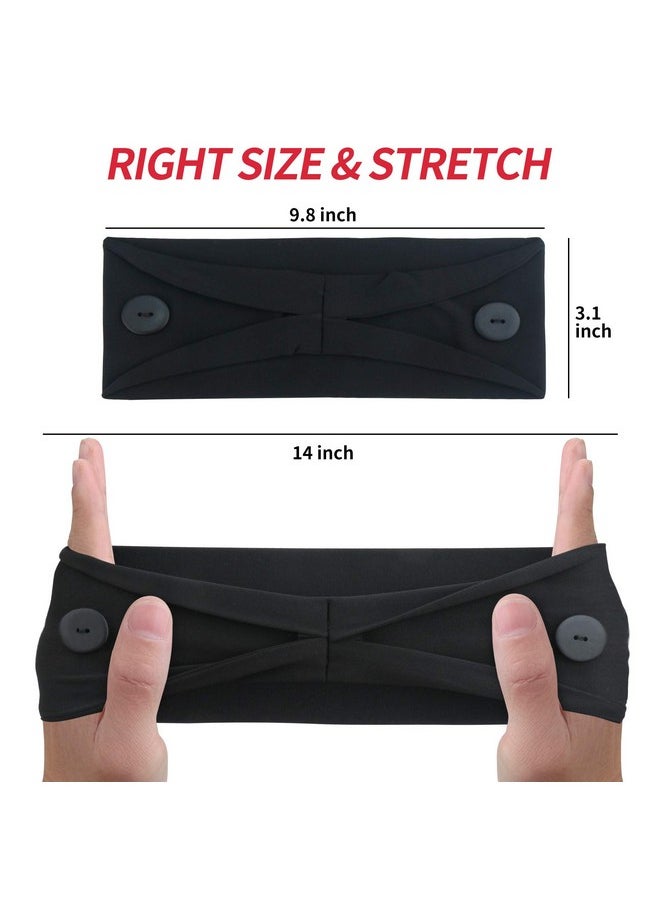 ABAMERICA Headbands With Button For Mask, Wide Nurses Headbands Non Slip Elastic Ear Protection For Women Men Doctors Sweatband Head Wrap  - Image 3