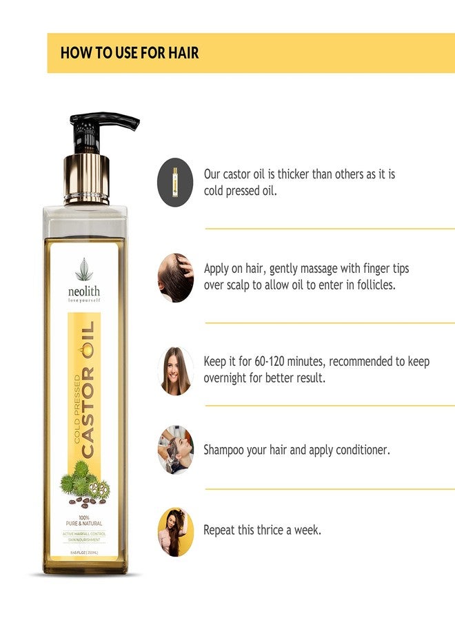 نيوليث زيت الخروع النقي المعصور على البارد من نيوليث، عضوي 100%، بكر | خالٍ من الهكسان، للعناية بالشعر والبشرة والرموش والحواجب واللحية، زيت للتدليك، زيت لنمو الرموش، علاج الحواجب - Image 4