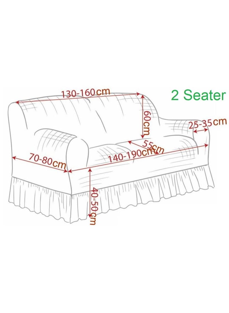 Fabienne Jacquard Fabric Stretchable Two Seater Sofa Cover Chocolate Brown - Image 2