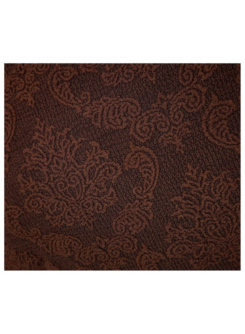 Fabienne Jacquard Fabric Stretchable Two Seater Sofa Cover Chocolate Brown - Image 4