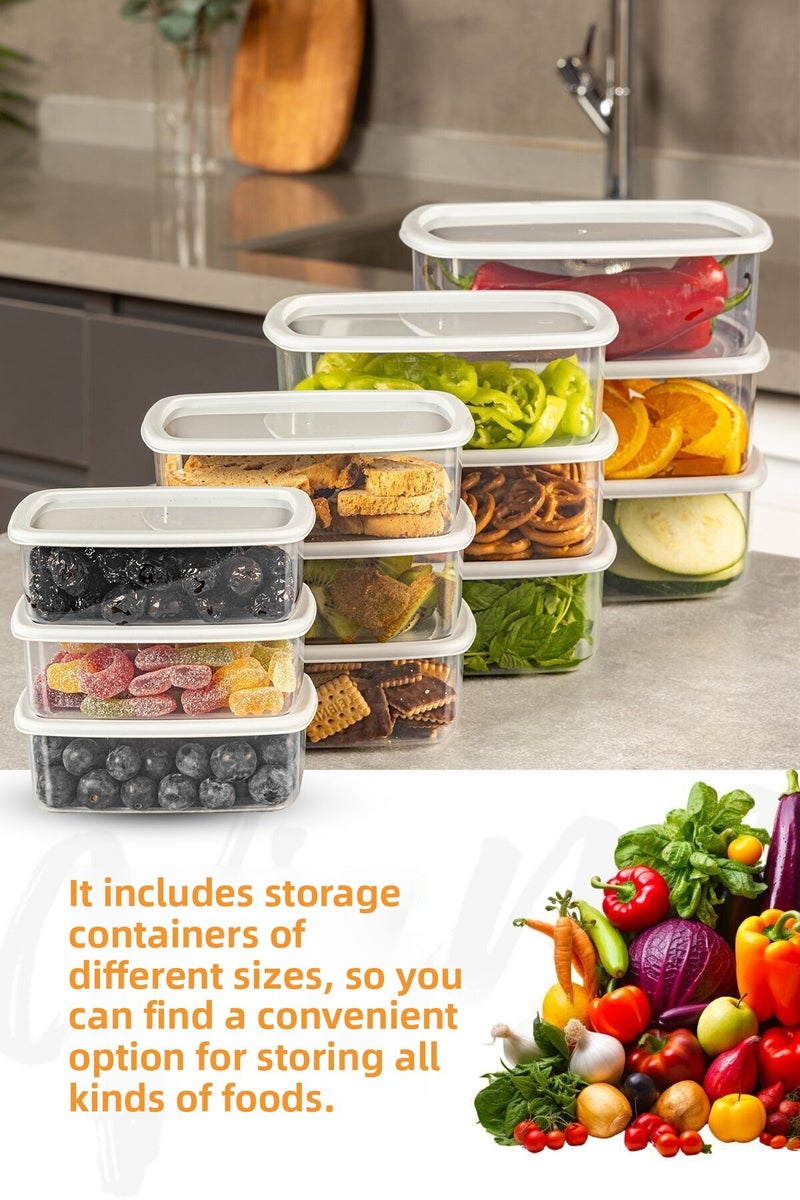 Vienev Set of 12 Airtight Storage Containers Light Grey 3X(250-500-750-1200 ml) - Image 2