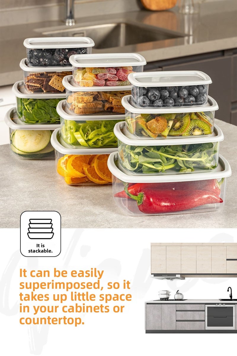 Vienev Set of 12 Airtight Storage Containers Light Grey 3X(250-500-750-1200 ml) - Image 5