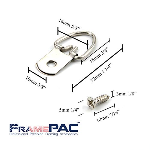 FramePac D Ring Picture Hangers with Screws - 100 Pack - Bulk D Rings - Pro Quality Hangers - Picture Hanging Solutions - Image 4