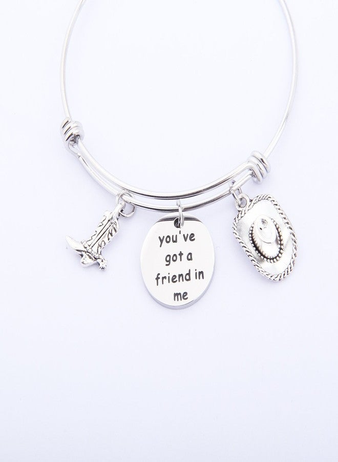 Lywjyb Birdgot Best Friend Bracelet Gift You've got a friend in me Engraved Charm with Boot and Cowboy Hat Gift for Her (Silver) - Image 5