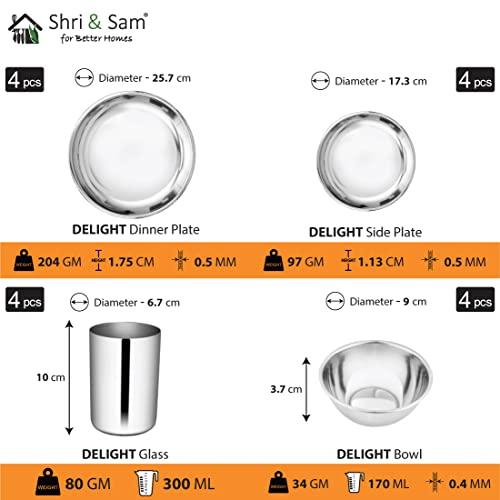 Shri & Sam Stainless Steel Solid Delight Dinner Set, 42 Pieces - Image 3