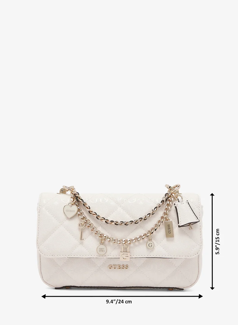 Guess OFF WHITE Libby Flap Over Crossbody Bag for Women | Best Price UAE