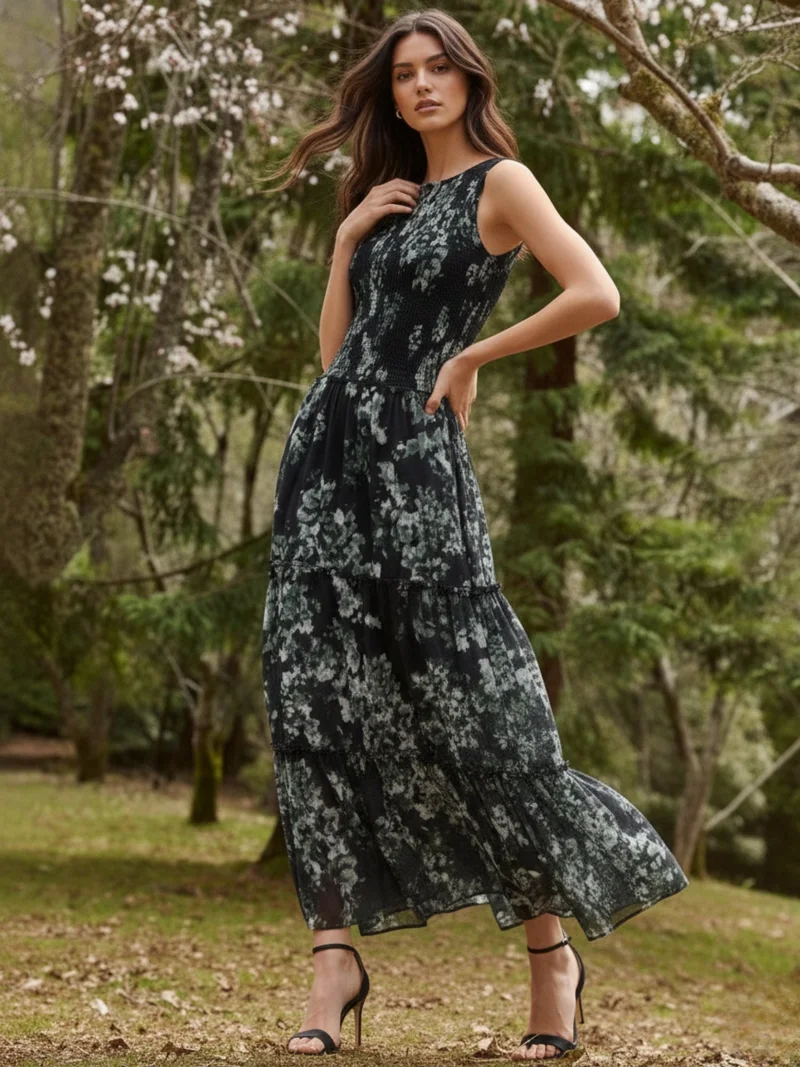 أوجيدر Blue Printed maxi dress
