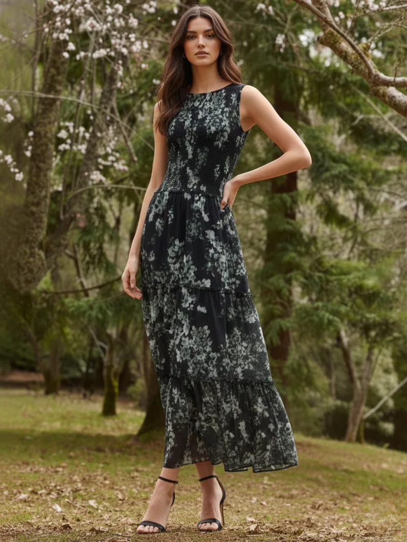 أوجيدر Blue Printed maxi dress