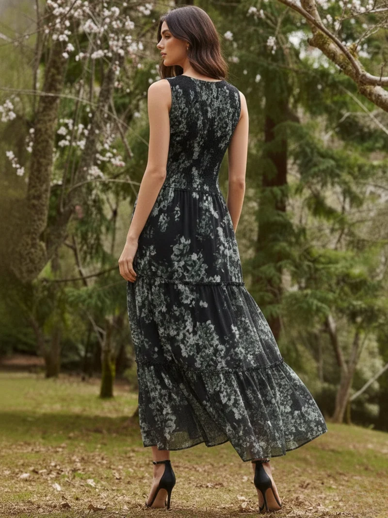 Outzidr  Blue Printed maxi dress for Women | Best Price UAE