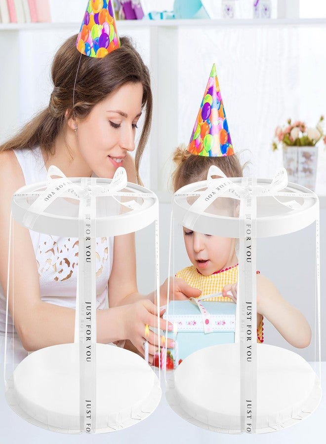 JCD Multi-Layer 6 Pack Clear Cake Box with Ribbon,Tall Cake Box Carrier, Tiered Transparent Cake Packaging Boxes 10 Inch, PET Round Cake Containers with Boards for Party(Clear Lid, Round 10inch/6Pcs) - Image 4