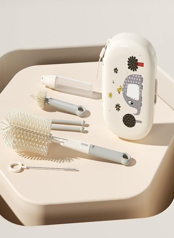 BabySafeHouse Silicon Bottle Cleaning Brush Set for Travel with Drying Rack and Liquid Soap Dispenser, Includes Feeding Bottle Cleaner, Nipple & Straw Cleaner - Image 1