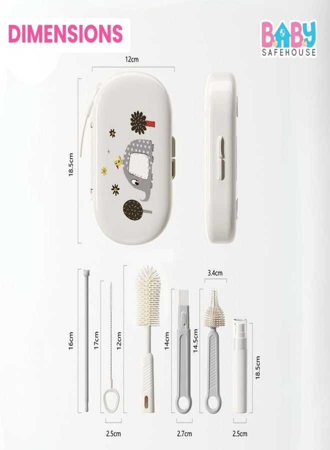 BabySafeHouse Silicon Bottle Cleaning Brush Set for Travel with Drying Rack and Liquid Soap Dispenser, Includes Feeding Bottle Cleaner, Nipple & Straw Cleaner - Image 2