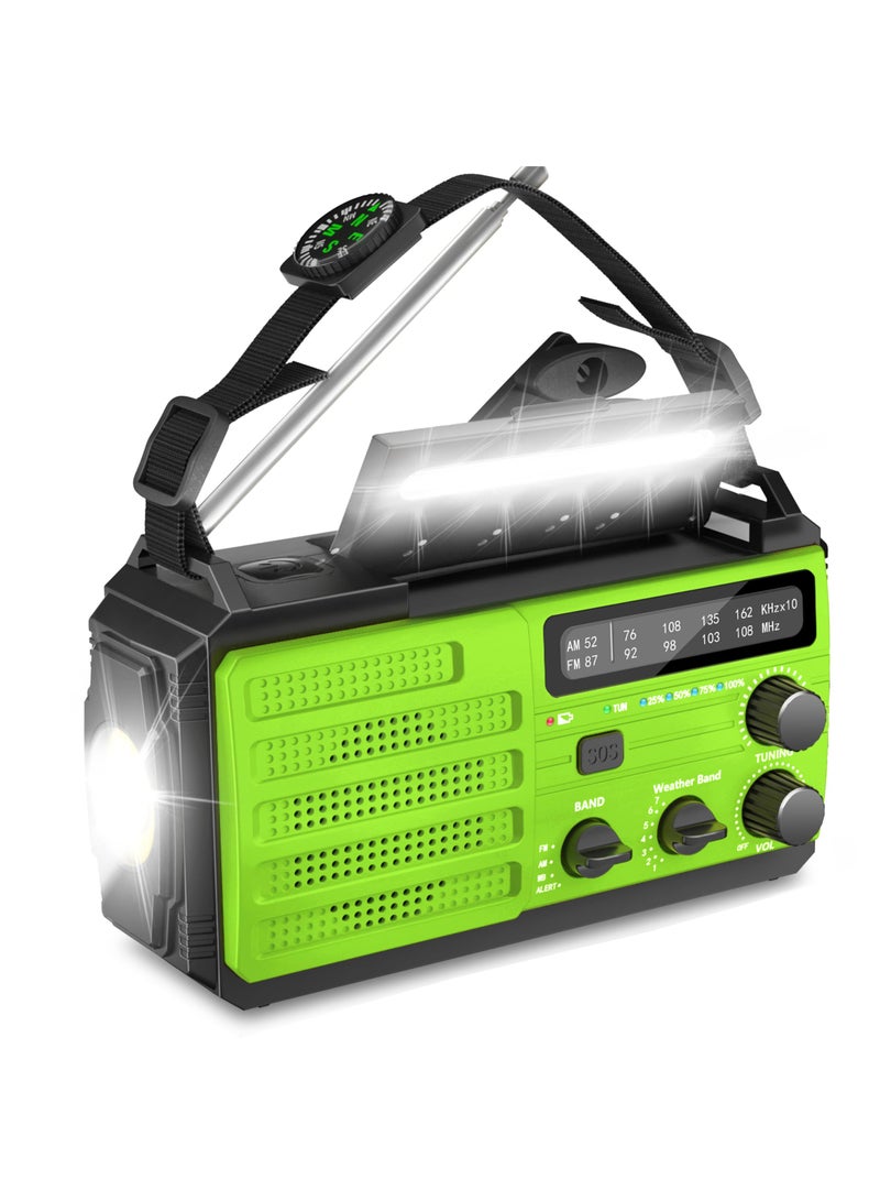 SYOSI Emergency Weather Radio, 8000mAh AMFM NOAA Weather Alert Radio, Solar Hand Crank Powered Radio with Flashlight, SOS Alarm, Compass for Survival, Hurricane, Outdoor Emergency - Image 1