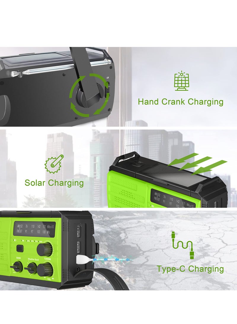 SYOSI Emergency Weather Radio, 8000mAh AMFM NOAA Weather Alert Radio, Solar Hand Crank Powered Radio with Flashlight, SOS Alarm, Compass for Survival, Hurricane, Outdoor Emergency - Image 4