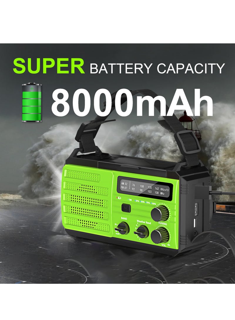 SYOSI Emergency Weather Radio, 8000mAh AMFM NOAA Weather Alert Radio, Solar Hand Crank Powered Radio with Flashlight, SOS Alarm, Compass for Survival, Hurricane, Outdoor Emergency - Image 5