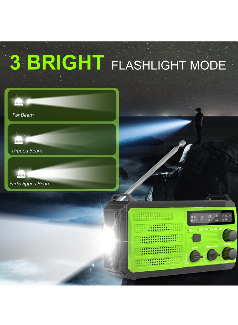 SYOSI Emergency Weather Radio, 8000mAh AMFM NOAA Weather Alert Radio, Solar Hand Crank Powered Radio with Flashlight, SOS Alarm, Compass for Survival, Hurricane, Outdoor Emergency - Image 2