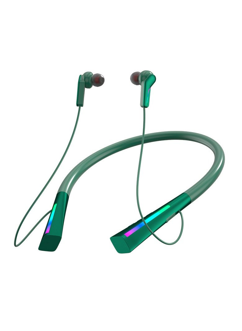 New long lasting RGB ambient lighting neck-mounted sports Bluetooth headset stereo sound effect game music dedicated headset (green) - Image 1