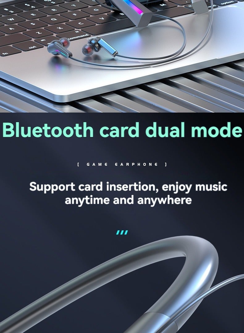 New long lasting RGB ambient lighting neck-mounted sports Bluetooth headset stereo sound effect game music dedicated headset (green) - Image 3