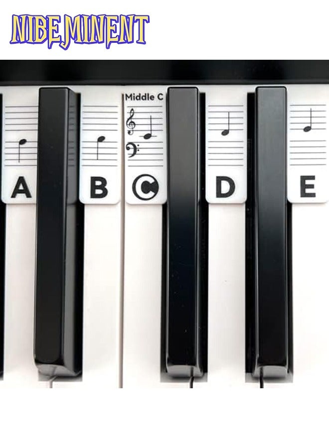 NIBEMINENT Piano Notes Guide for Beginner, Removable Piano Keyboard Note Labels for Learning, 88-Key Full Size, Made of Silicone, No Need Stickers, Reusable and Comes with Box (Classic Black） - Image 2