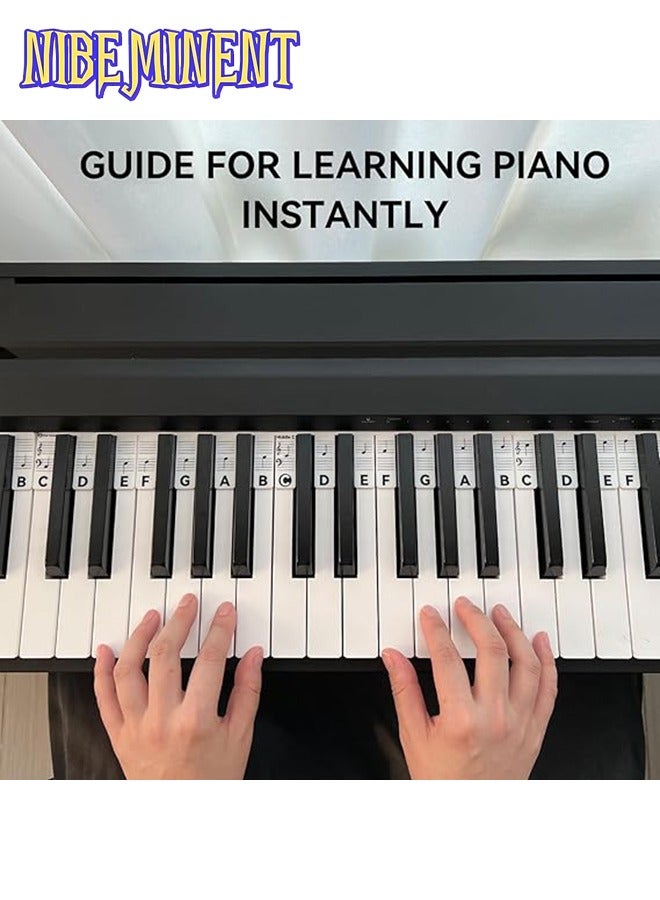 NIBEMINENT Piano Notes Guide for Beginner, Removable Piano Keyboard Note Labels for Learning, 88-Key Full Size, Made of Silicone, No Need Stickers, Reusable and Comes with Box (Classic Black） - Image 1