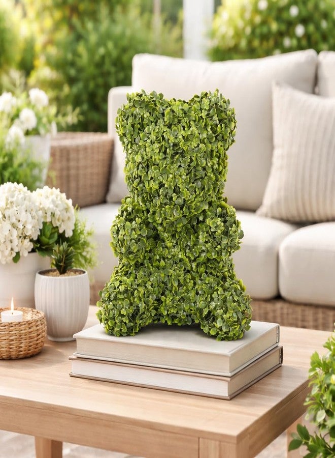 ENVEN Artificial Topiary Dog Lucky, Faux Boxwood Puppy Decor, UV Resistant Greenery Animal Sculpture, Maintenance-Free Lifelike Indoor Outdoor Garden Statue, Mr. Bear-1 - Image 3