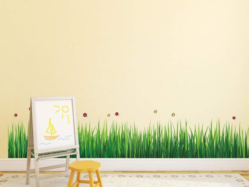 Sky Flying 3D Green Grass Wall Sticker for Bedroom, Office, Living Room (Multicolor, Size - 40 Cm X 140Cm) - Image 1
