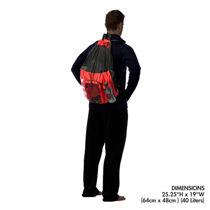 TYR Big Mesh Mummy Backpack for Swim, Gym and Workout Gear, Royal Blue, 40-Liter Capacity - Image 4