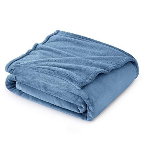 Bedsure Bedsure Fleece Throw Blanket Washed Blue  300GSM Blankets for Couch Sofa Bed Soft Lightweight Plush Cozy Throws for Toddlers 50x60 inches 