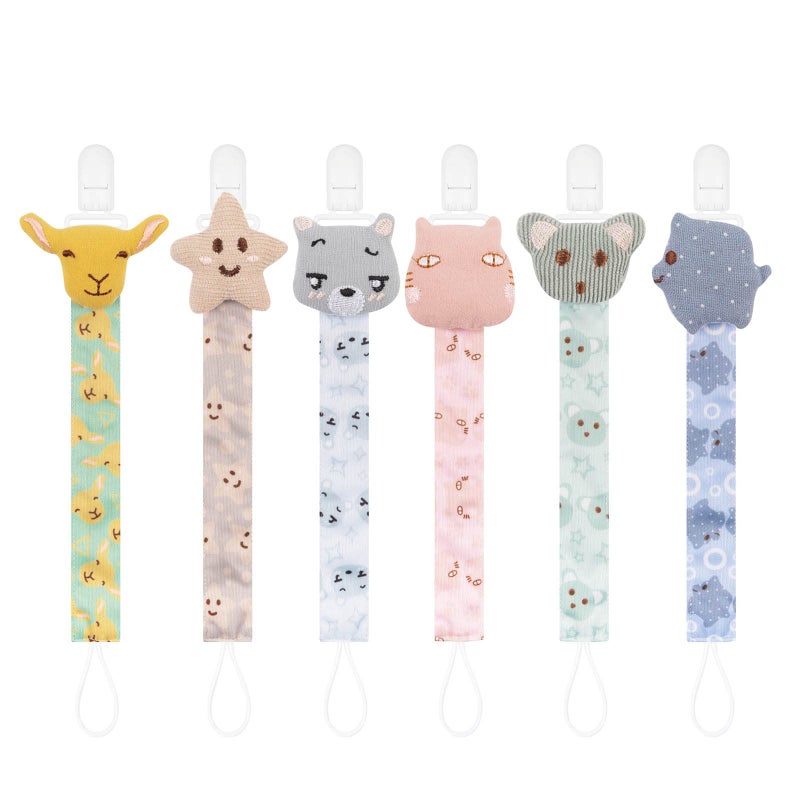 Babygoal Doll Pacifier Clips with Pacifier Case 6 Pack Binky Paci Holder Clips and Leash for Boys and Girls Fits for Most Pacifier Binkie Styles Baby Teethers Toys and Gift 6PS33GZ