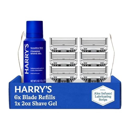 Harry's Original Shaving Kit for Men - 6 Razor Blade Refills, Foaming Shave Gel, and Travel Blade Covers - TSA Approved Travel Essentials - German Engineered - Image 1