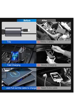 ACLIX 4-in-1 Car Charger with Dual Retractable Cable, Dual Port USB CORD Fast Charging Car Adapter Car  with Voltage Display Compatible with iPhone 14 13 Pro Max, iPad, Samsung  - Image 4