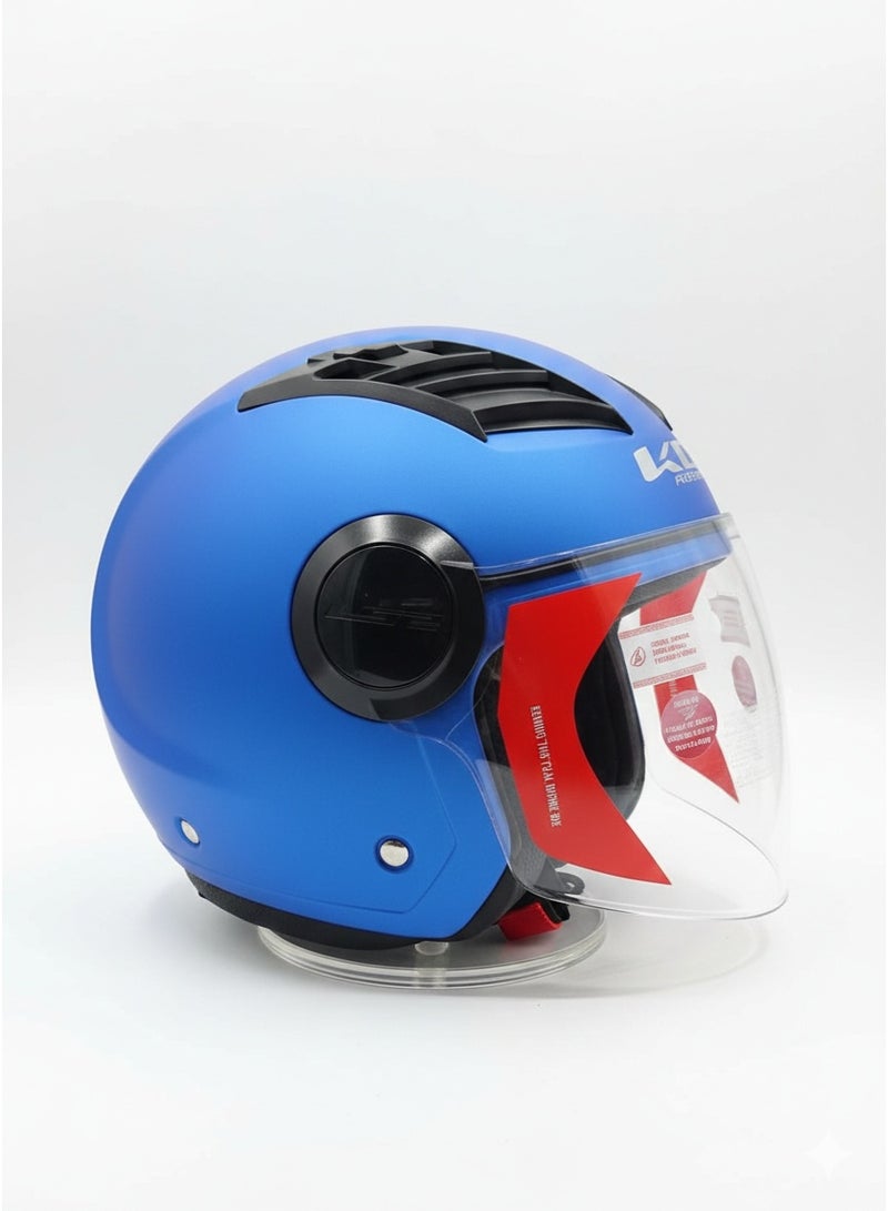 LS2 Blue Matt Long Half‑Face Helmet – Size M
