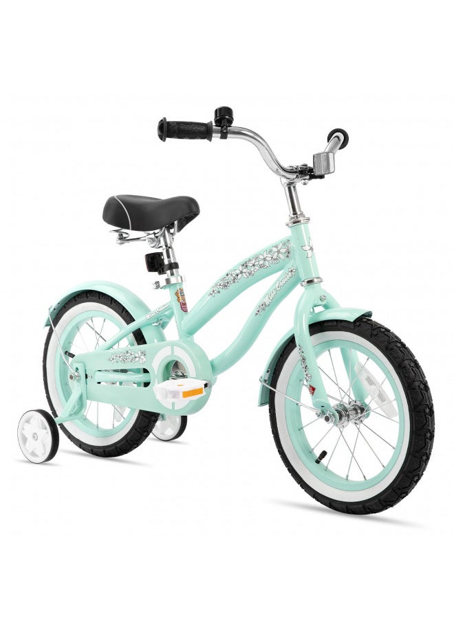 JOYSTAR JOYSTAR 12 Inch Kids Bike with Training Wheels for Ages 2-4 Years Old Girls Bike Toddler Bike Beach Cruiser Kids Bicycle Green  - Image 1