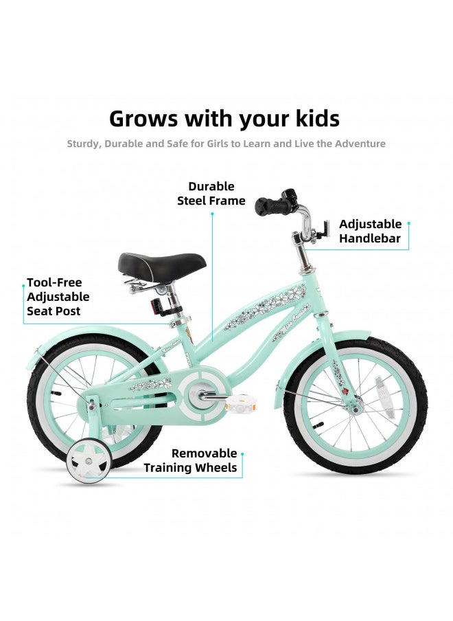 JOYSTAR JOYSTAR 12 Inch Kids Bike with Training Wheels for Ages 2-4 Years Old Girls Bike Toddler Bike Beach Cruiser Kids Bicycle Green  - Image 2