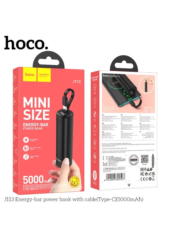 hoco. J113 Energy Bar Wired Power Bank (Type-C) (5000mAh)  - Image 5