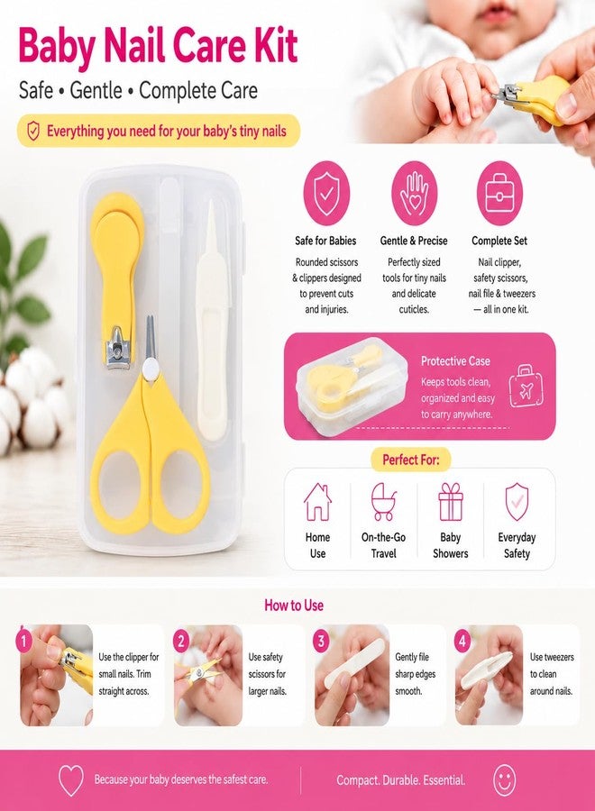 Alya The Cheeky Kidzz Baby 4 in 1 Grooming Nail Care Kit with Attractive Design Talcum Powder Puff Container & Protective Travel Case BPA Free for Babies (Design 66) - Image 2