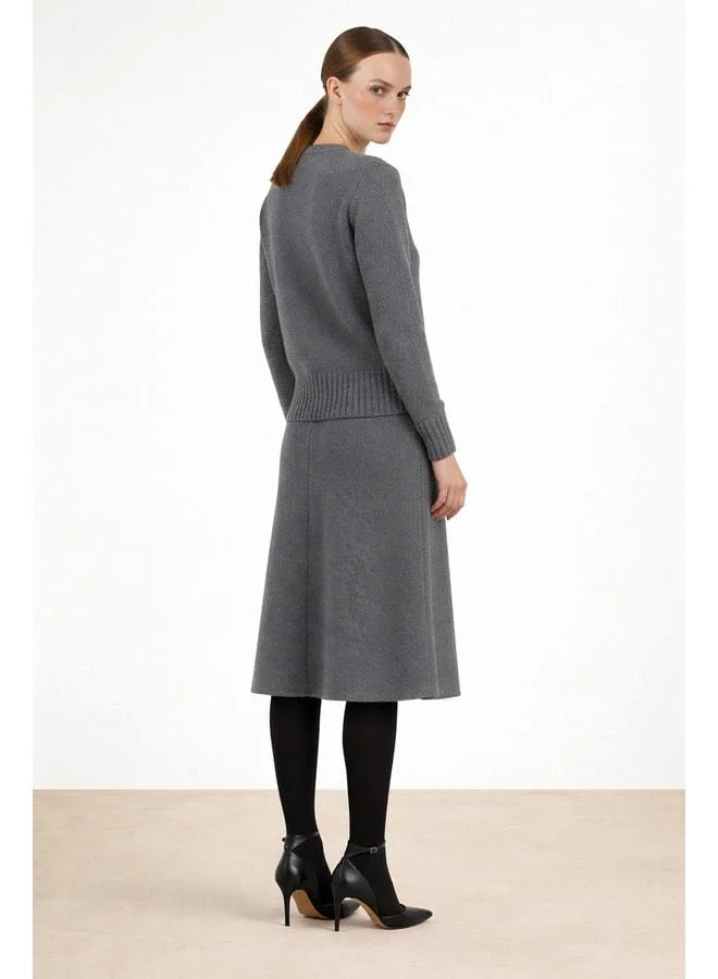 Mısırlı 1951  Gray Speckled Midi Skirt. for Women | Best Price UAE