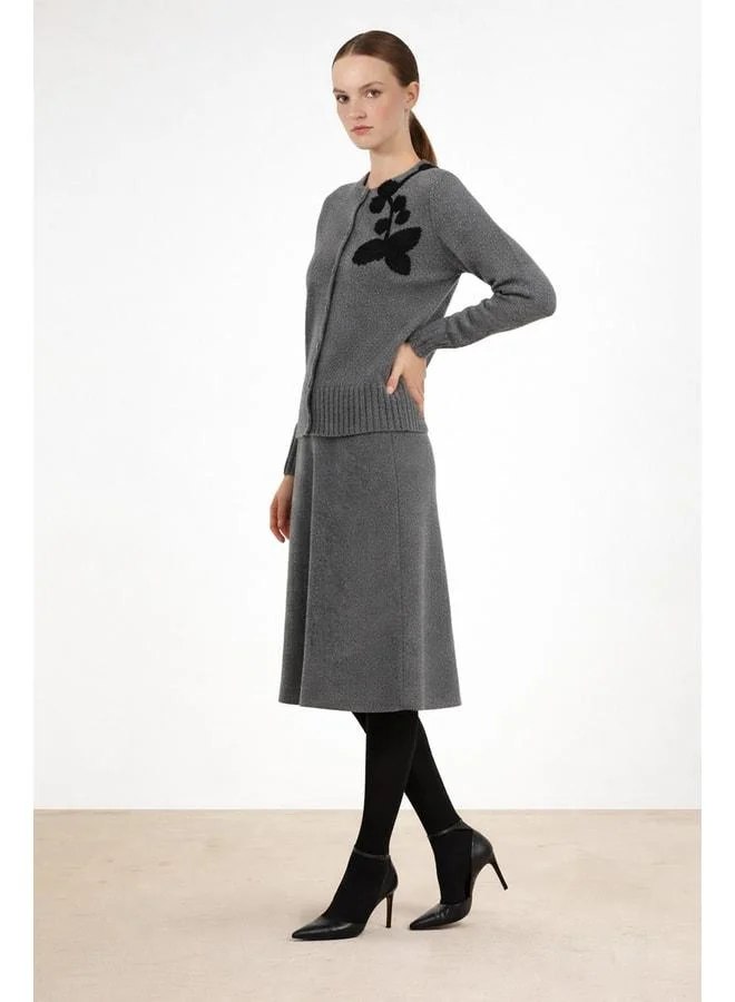 Mısırlı 1951 Gray Speckled Midi Skirt.