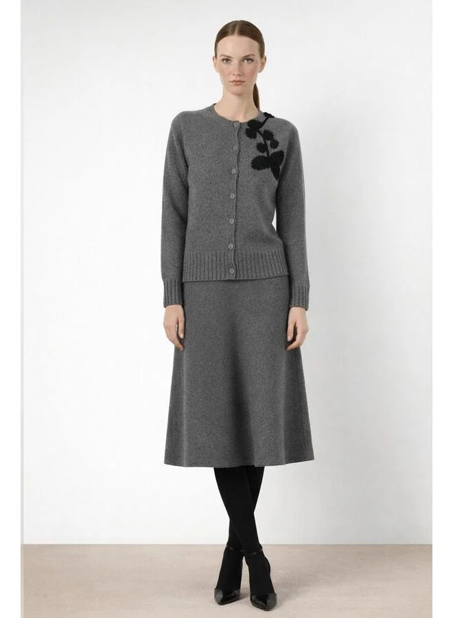 Mısırlı 1951 Gray Speckled Midi Skirt.