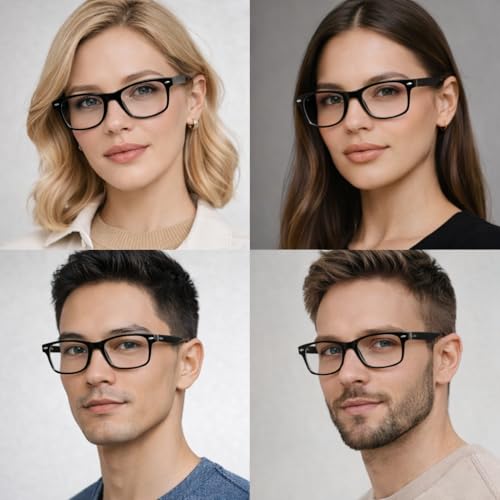 Dervin Blue Light Blocking Glasses Gaming Filter Transparent Square Eyeglasses for Eye Protection Men Women, Computer/Tablet/Laptop/Mobile/TV, Anti-blue & Anti eyestrain (Shiny Black) - Image 2