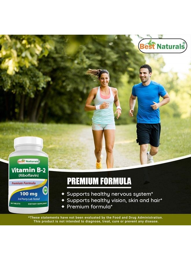 Best Naturals Vitamin B2 (Riboflavin) 100 mg 180 Tablets - Premium Formula - 3rd Party Lab Tested - Image 4