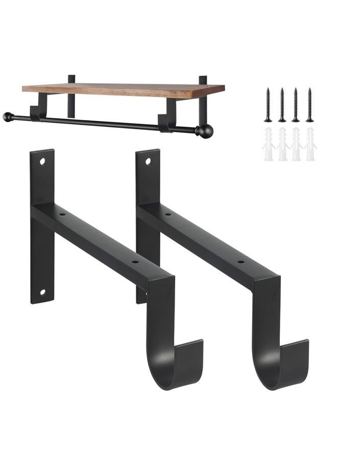 AddGrace Heavy Duty Closet Rod and Shelf Brackets 12 Inch Wall Mounted Closet Rod Bracket with Pole Holder Shelving Support with Screws for Laundry (2 Pack) - Image 1