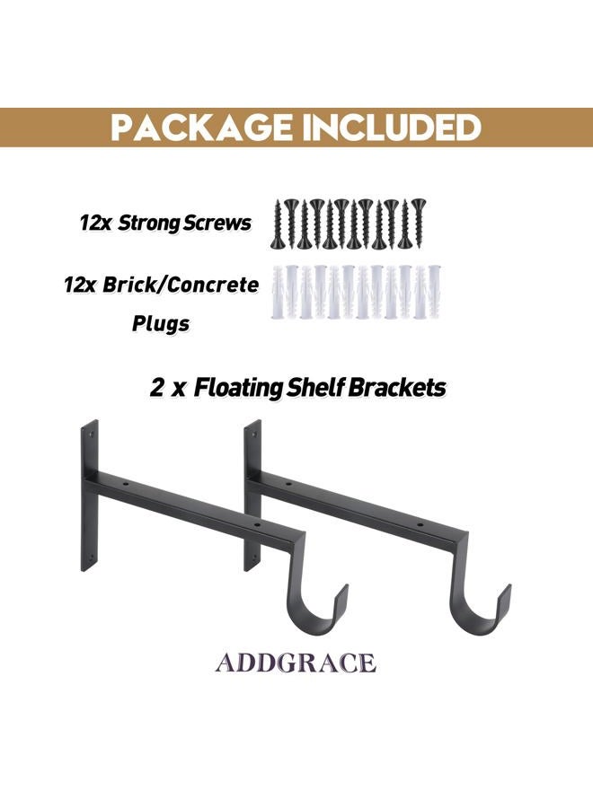 AddGrace Heavy Duty Closet Rod and Shelf Brackets 12 Inch Wall Mounted Closet Rod Bracket with Pole Holder Shelving Support with Screws for Laundry (2 Pack) - Image 3